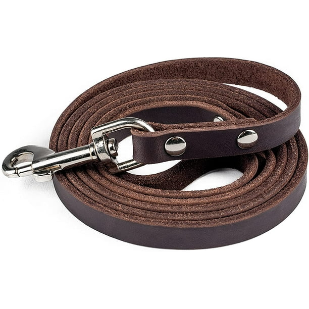 4ft 6ft Long Genuine Leather Dog Leash for Small Medium Dogs Brown Black Red